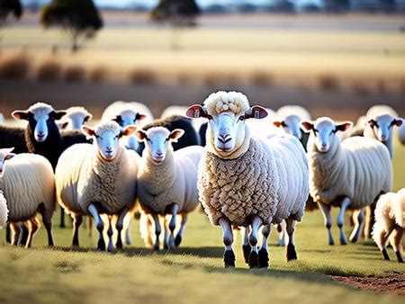 A Herd Of Sheep Walking Across A Lush Green Field Image Design Id