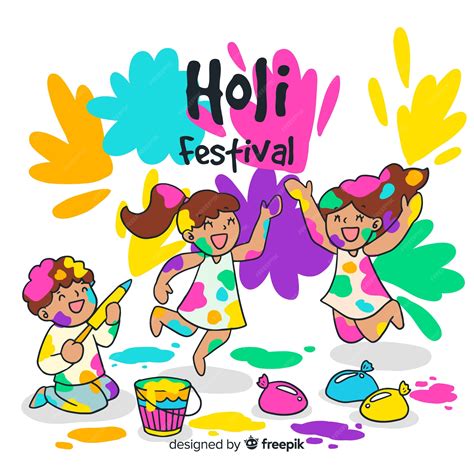 Free Vector | Hand drawn kids holi festival background