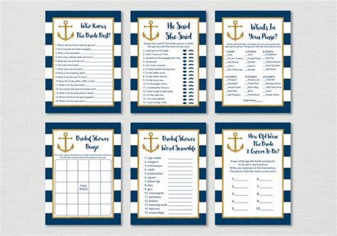 Nautical Bridal Shower Games Package Nautical Bridal Shower Etsy