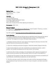 BioE 1010 Syllabus F19 Pdf BIOE 1010 Biology For Bioengineers 1 0