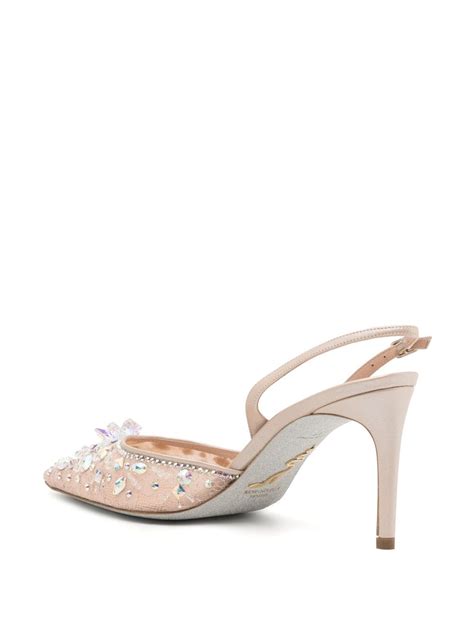 René Caovilla crystal embellished 80mm Slingback Pumps Farfetch