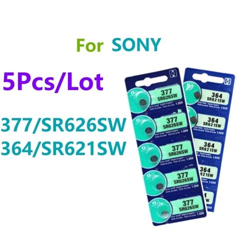 5pcs For SONY 377 SR626SW 177 376 626A LR66 LR626 364 SR621SW AG1 LR621