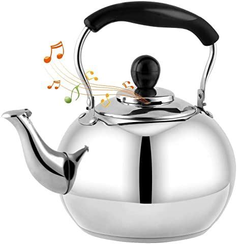 DclobTop Stove Top Whistling Tea Kettle 2 5 Quart Classic Teapot Mirror