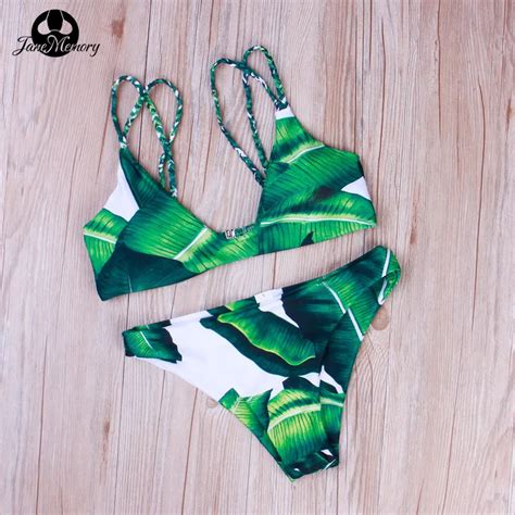 Aliexpress Buy JaneMemory Women Swimwear Bikini Set Green Leaf