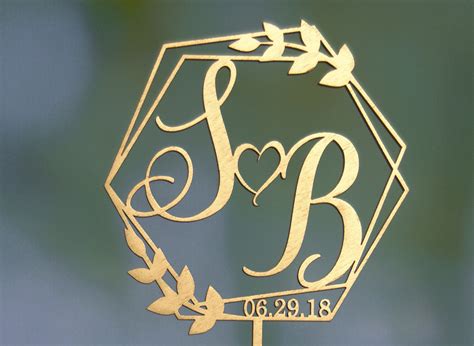 Personalized Monogram Cake Topper Bride And Groom Initials Etsy