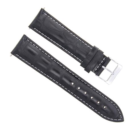 18mm Italian Leather Watch Strap Band For Seiko 5 Diver Watch Black