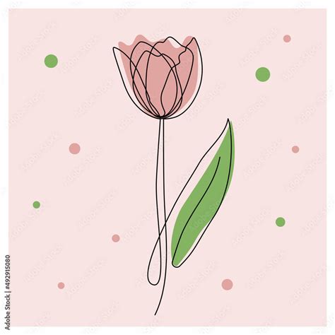 Tulip Flower Continuous One Line Art Minimalist Contour Drawing