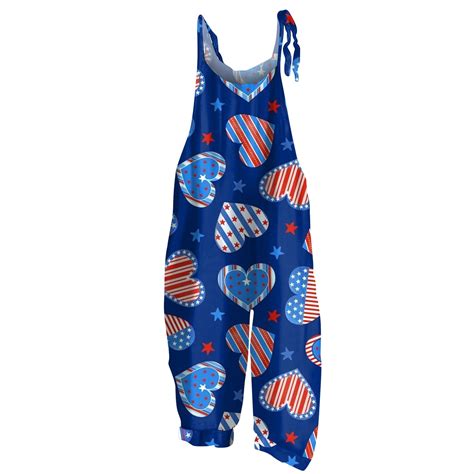 4th of July Royal Blue Jumpsuit for Women Dressy Elegant Sleeveless USA