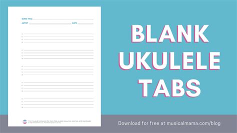 Another Free Printable Blank Ukulele Tablature Sheets — Musical Mama