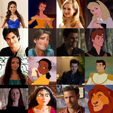 The vampire diaries cast as Disney characters. (Elena as Belle, Caroline as Aurora, Damon as ...