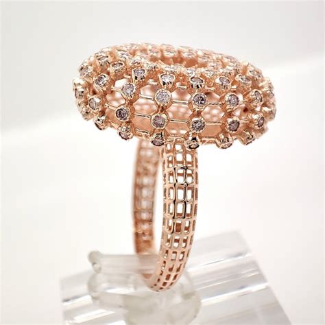 No Reserve Price 1 10 Carat Pink Diamonds Ring 14 Carati Oro