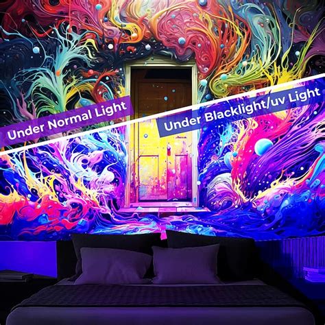 Blacklight Tapestry Uv Reactive Glow In The Dark Glow Party Neon Colorful Painting Door