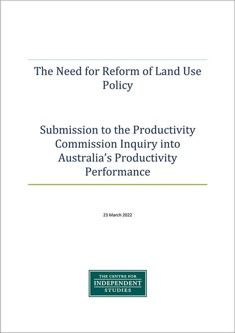 Australias Productivity Performance Productivity Commission Submission