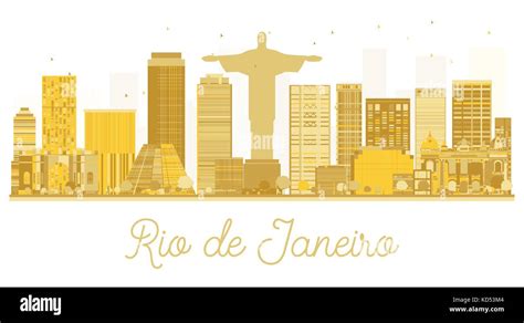 Rio De Janeiro City Skyline Golden Silhouette Vector Illustration