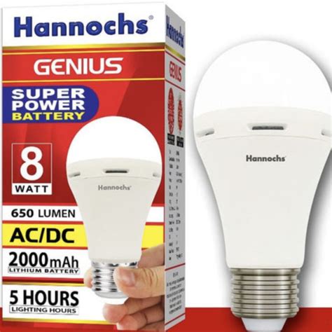 Jual Lampu LED Hannochs Genius Emergency Magic AC DC 8Watt Shopee