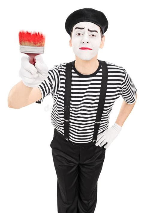 Mime Artist Holding A Paintbrush Stock Image Image Of Comedy Looking