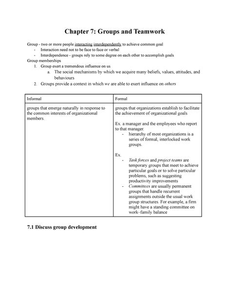 Bu288 Chapter 7 Lecture Notes Chapter 7 Groups And Teamwork Group