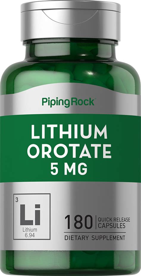 Lithium Orotate 5 Mg 180 Capsules By Piping Rock Walmart