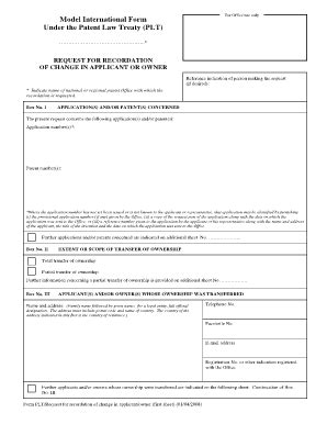 Fillable Online Wipo Recordal Of Changes Model International Forms