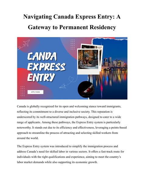 PPT Navigating Canada Express Entry A Gateway To Permanent Residency