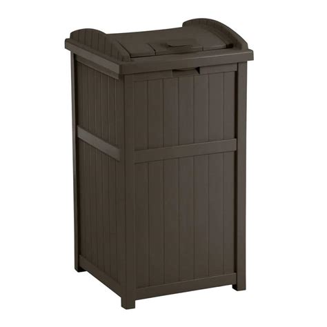 Suncast Suncast Plastic Trash Hideaway Gallon Brown Outdoor Trash