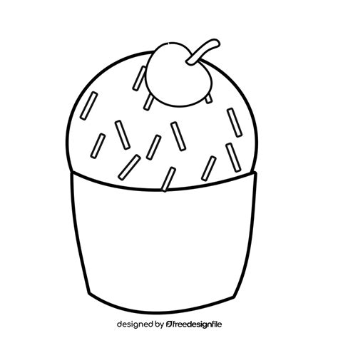 Cherry Cupcake Drawing Black And White Clipart Vector Free Download