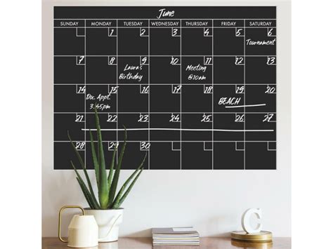 Sticker Mural Calendrier Mensuel Noir Et Blanc Personnalisable Et