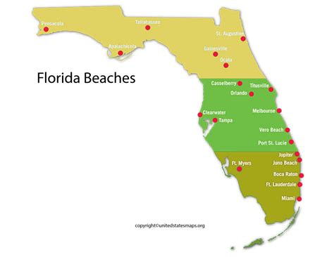 Florida Beaches Map | Map of Beaches in Florida