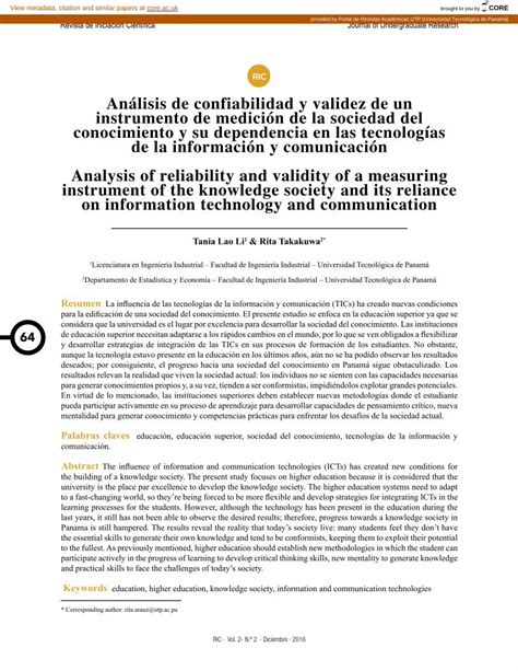 PDF Análisis de confiabilidad y validez de un instrumento de