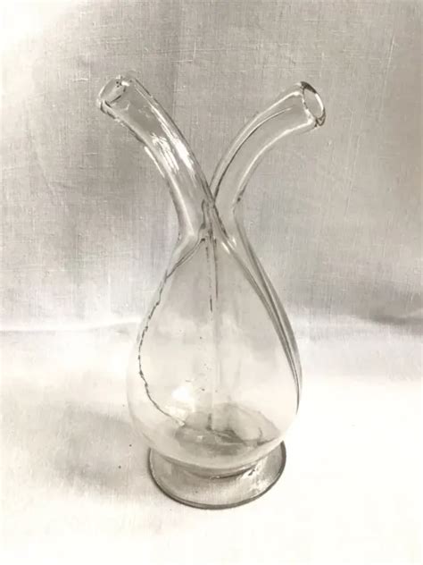 Ancienne Bouteille Carafe Compartiments Huile Vinaigre Vintage Vase