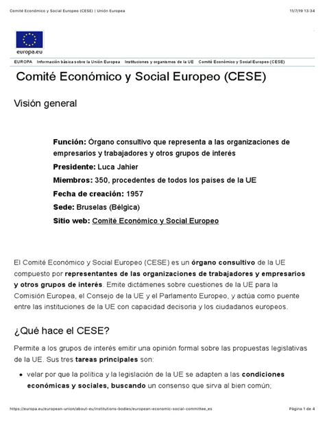 Comité Económico Y Social Europeo Cese Unión Europea Pdf Unión