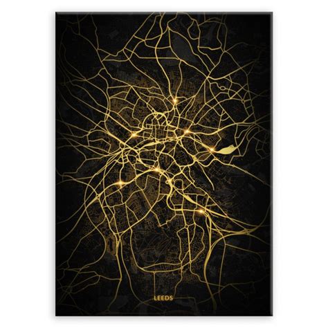 Plakat Metalowy Mapa City Lights Leeds L Murrano