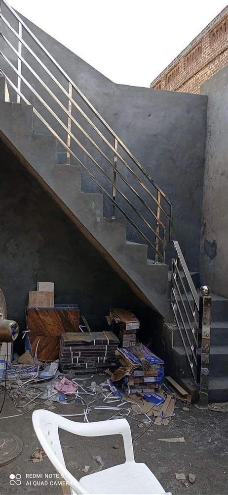 Silver Stairs Flat Bar SS Stair Railing For Home At Rs 800 Feet In Noida