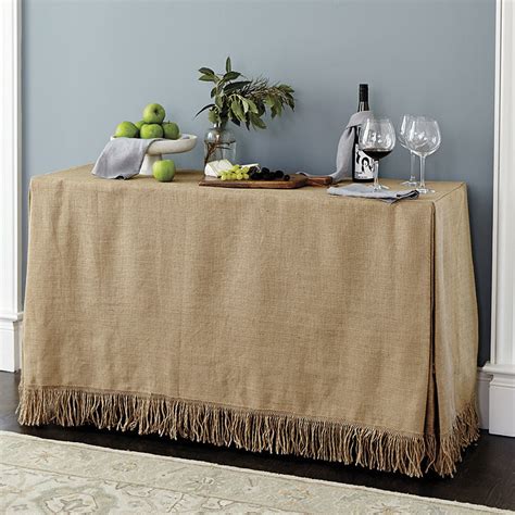 Fringed Burlap Serving Tablecloth Ballard Designs