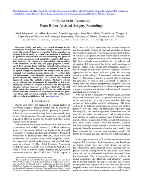 PDF Surgical Skill Evaluation From Robot Assisted Surgery Recordings