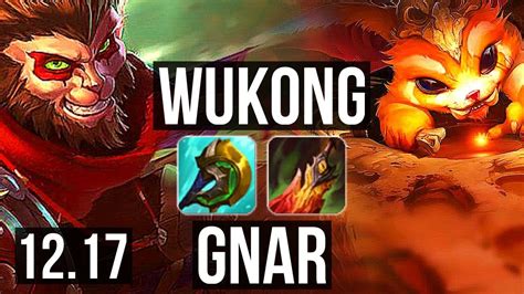 WUKONG Vs GNAR TOP 3 7M Mastery 1300 Games Dominating EUW