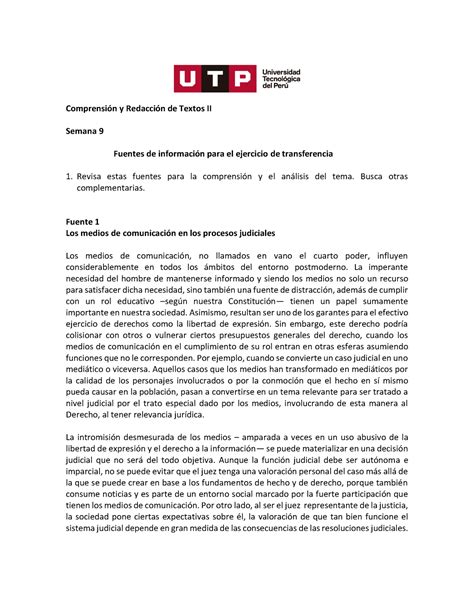 Semana 9 Fuentes de información Comprensión y Redacción de Textos