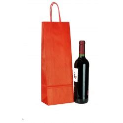 Bolsa De Papel Con Asa Rizada Para Botellas Color Rojo 39x14x8 5cm