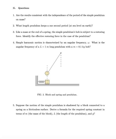 Solved I. EXPERIMENT 1.09: SHM: THE SIMPLE PENDULUM A. | Chegg.com