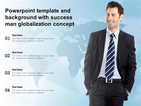 Powerpoint Template And Background With Success Man Globalization