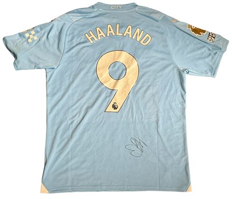 Erling Haaland Signed Manchester City Football Shirt 20232024 Season