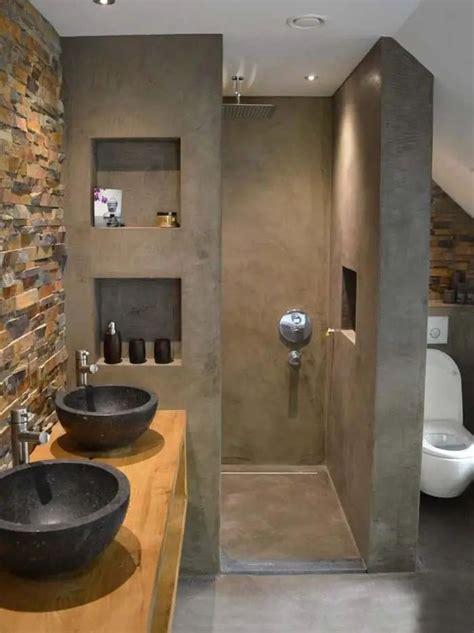 Ideas For Separating Wet Dry Bathroom Zones With Concrete Walls