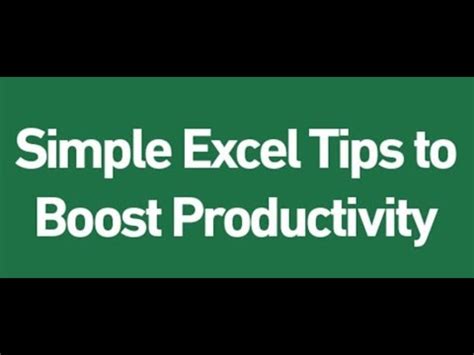 5 SIMPLE EXCEL TRICKS TO BOOST PRODUCTIVITY YouTube