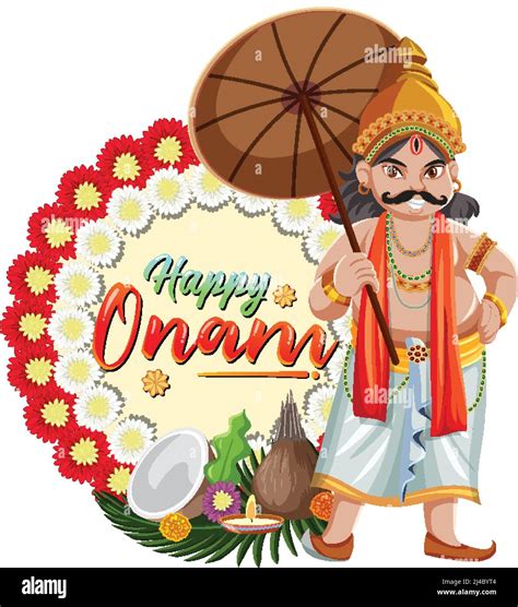 Onam Hindu Harvest Festival Poster Illustration Stock Vector Image