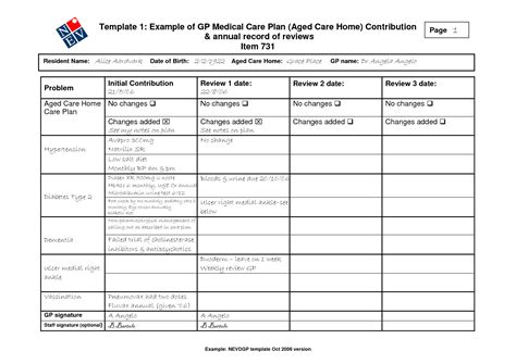 Care Home Care Plans Templates