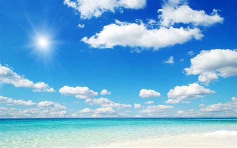 Download Beach Blue Sky Wallpaper - Beautiful Beach Sky On Itl.cat