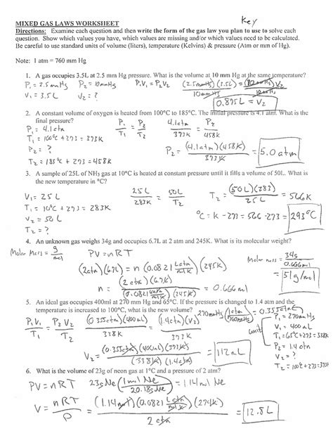 Mixed Gas Laws Worksheet Doc Template Pdffiller Worksheets Library