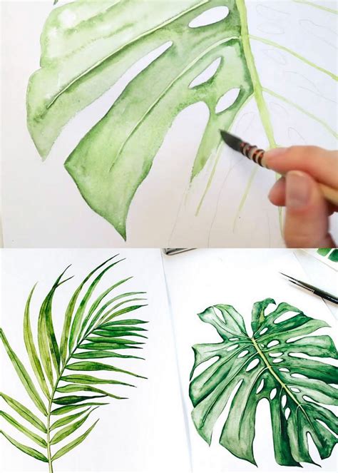 12 Easy Watercolor Leaves Painting Tutorials A Piece Of Rainbow