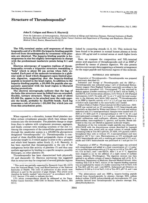 (PDF) Structure of thrombospondin