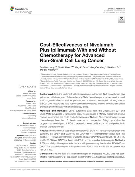 Pdf Cost Effectiveness Of Nivolumab Plus Ipilimumab With And Without